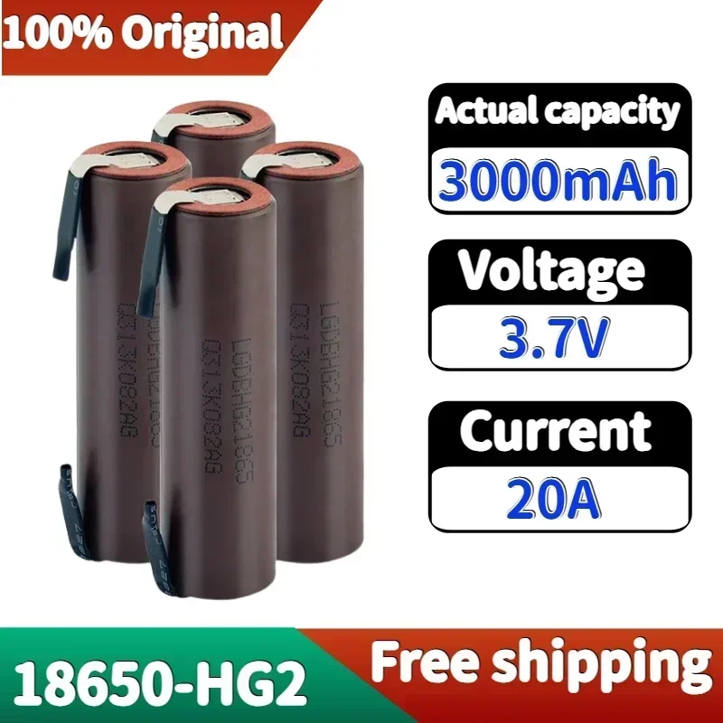 

Original Battery 18650 HG2 3000mAh with Strips Soldered Batteries for Screwdrivers 30A High Current + DIY Nickel Inr18650 Hg2