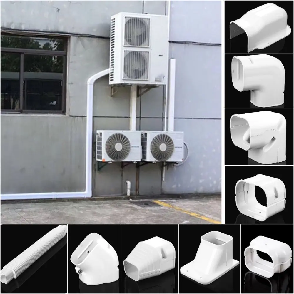 75*65mm Air Cond Lineset Cover System White Easy To Install Coupling End Cap Cover PVC Weather Resistance Wall Entry Mouth