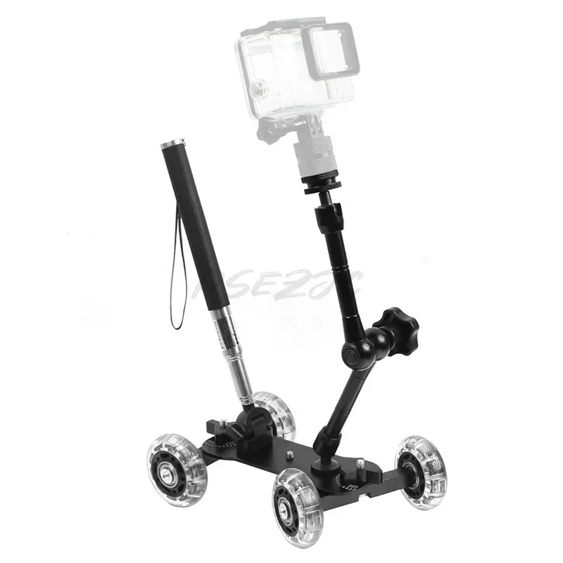 Cursore da tavolo per fotocamera Dolly Puleggia direzionale da tavolo per riprese di auto Mini stabilizzatore per auto video per fotocamera DSLR