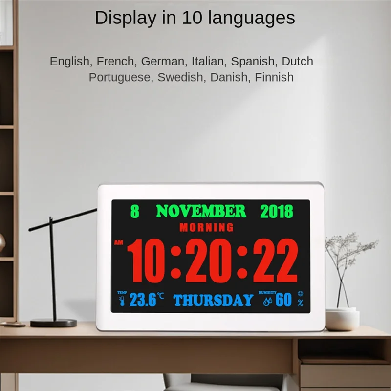 

TFT Color Screen Digital Display Clock Reminder Alarm Clock For Living Room Bedroom Study Lobby Wall Clock