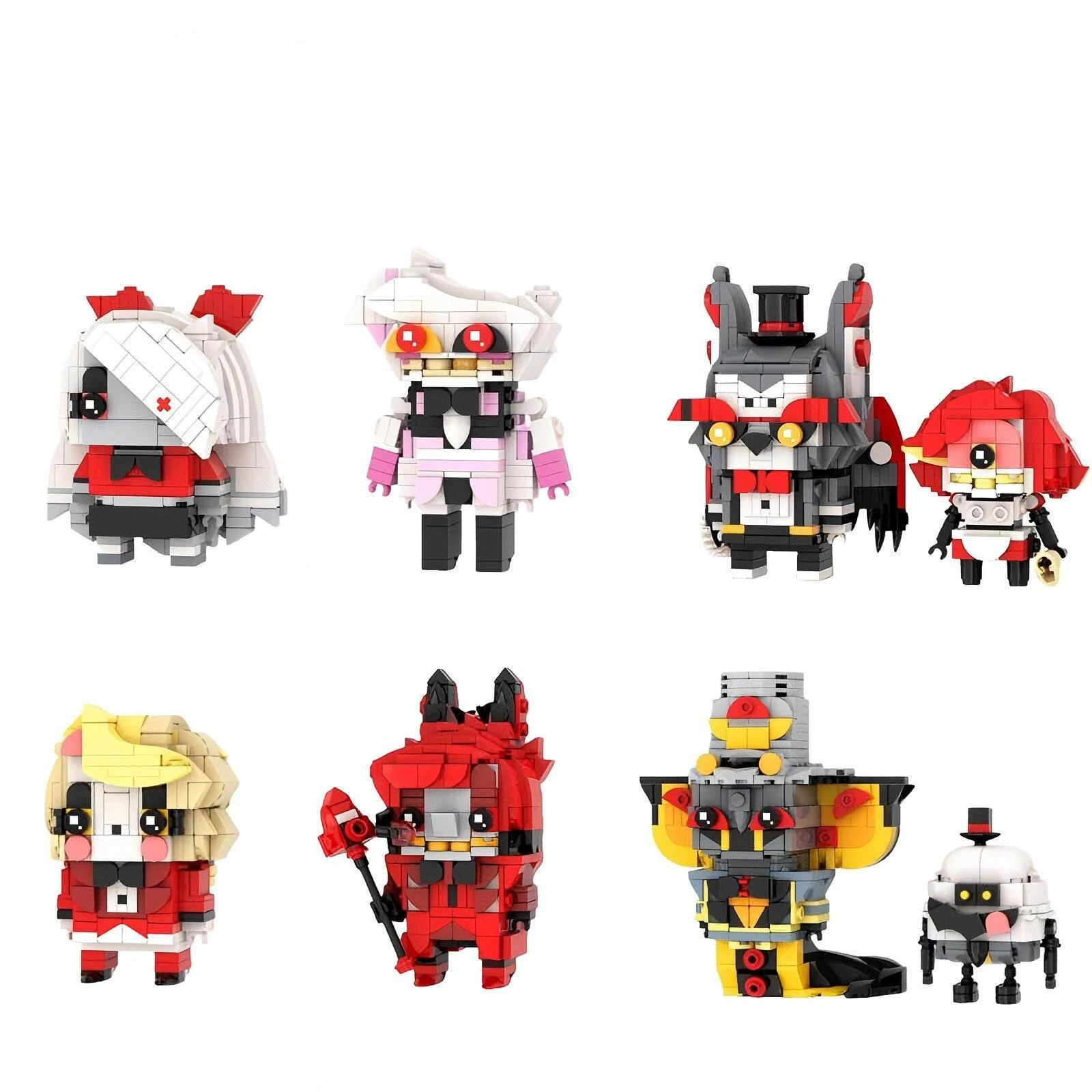 MOC Hazbin Hotel Bausteine Actionfigur Alastor Lucifer Endgültiges Modell Anime Konstruktionsbausteine Ideen Spielzeug Geschenke