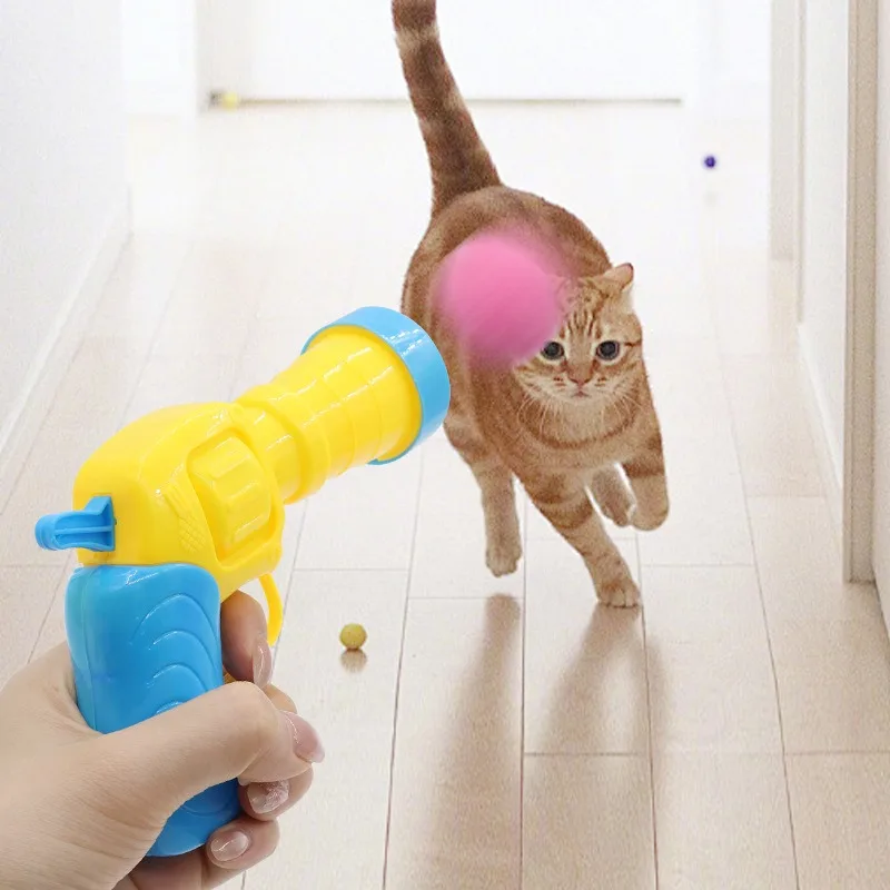 Cat Plush Ball Shooting Gun Cat Self Hi Silent Ball Toy Plush Ball Micro Elastic Static Sticking Plush Ball Pet Accessories