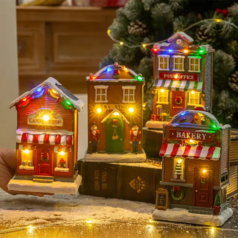 

Christmas Resin House Decorations Ornaments Music Glow House Christmas Gifts Resin Crafts