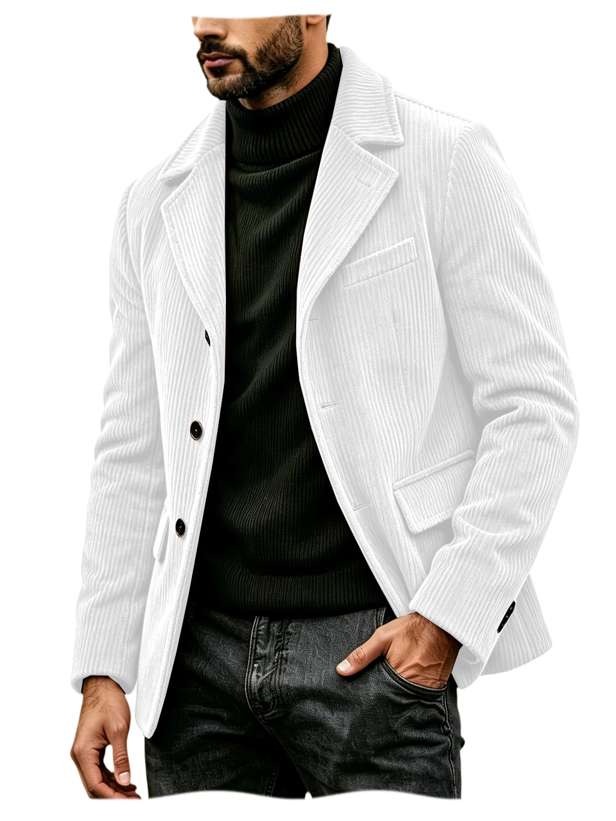 Men's Corduroy Suit Jacket Vintage Notched Lapel Single Breasted Loose Fit Casual Blazer High Quality Fashion Sport Coat Busines 24