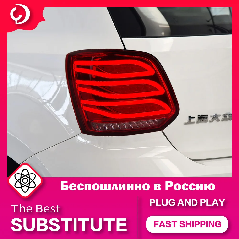 AKD Car Styling Taillights for VW Polo 2011-2018 LED Taillights DRL Running Turn Signal Rear Reverse Brake Light Accessories