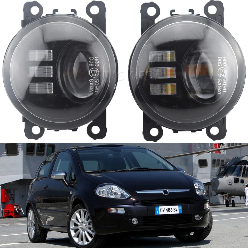 2PCS Car H11 Double LED Fog Lights DRL 12V Daytime Running Light Lamp For Fiat Punto EVO (199 -310) 2010 2011 2012