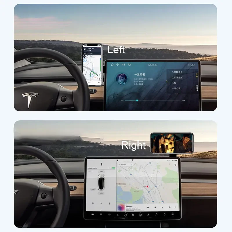 Suitable For Tesla Model 3 Y Central Control Screen Expansion Mobile Phone Bracket Telescopic Magnetic Cellphone Holder