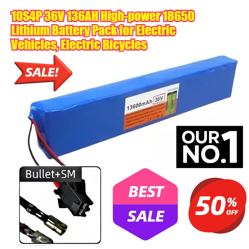 

10S4P 36V 136AH High-power 18650 Lithium Battery Pack for Electric Vehicles Electric Bicycles
