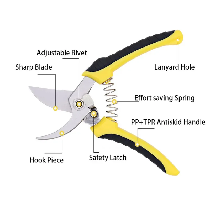 ตรงหัว Bypass Pruning กรรไกร Crane สแตนเลสสวนเครื่องมือ PP + TPR Antiskid จับกรรไกรสำหรับ Bonsai พืชดอกไม้