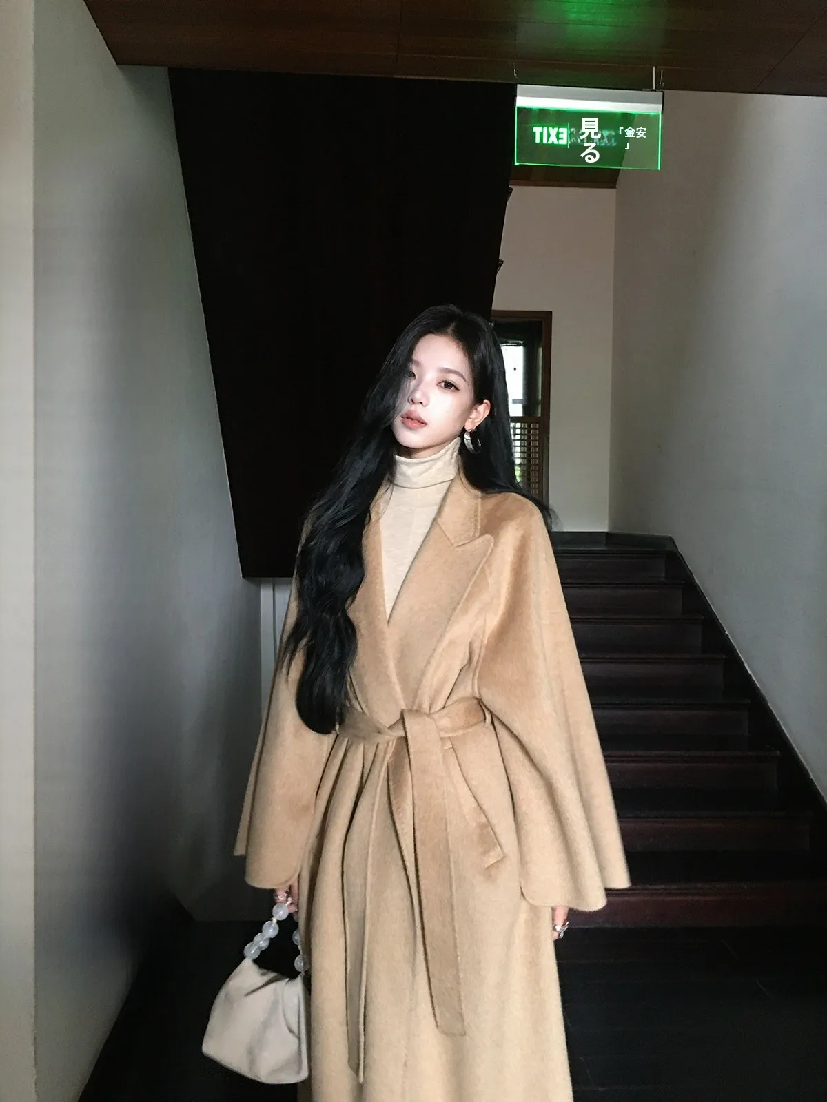 

Зимнее утепленное длинное шерстяное пальто Iceollovy для женщин, двустороннее, цвета хаки, с эффектом кашемира, повседневное, эксклюзивно онлайн