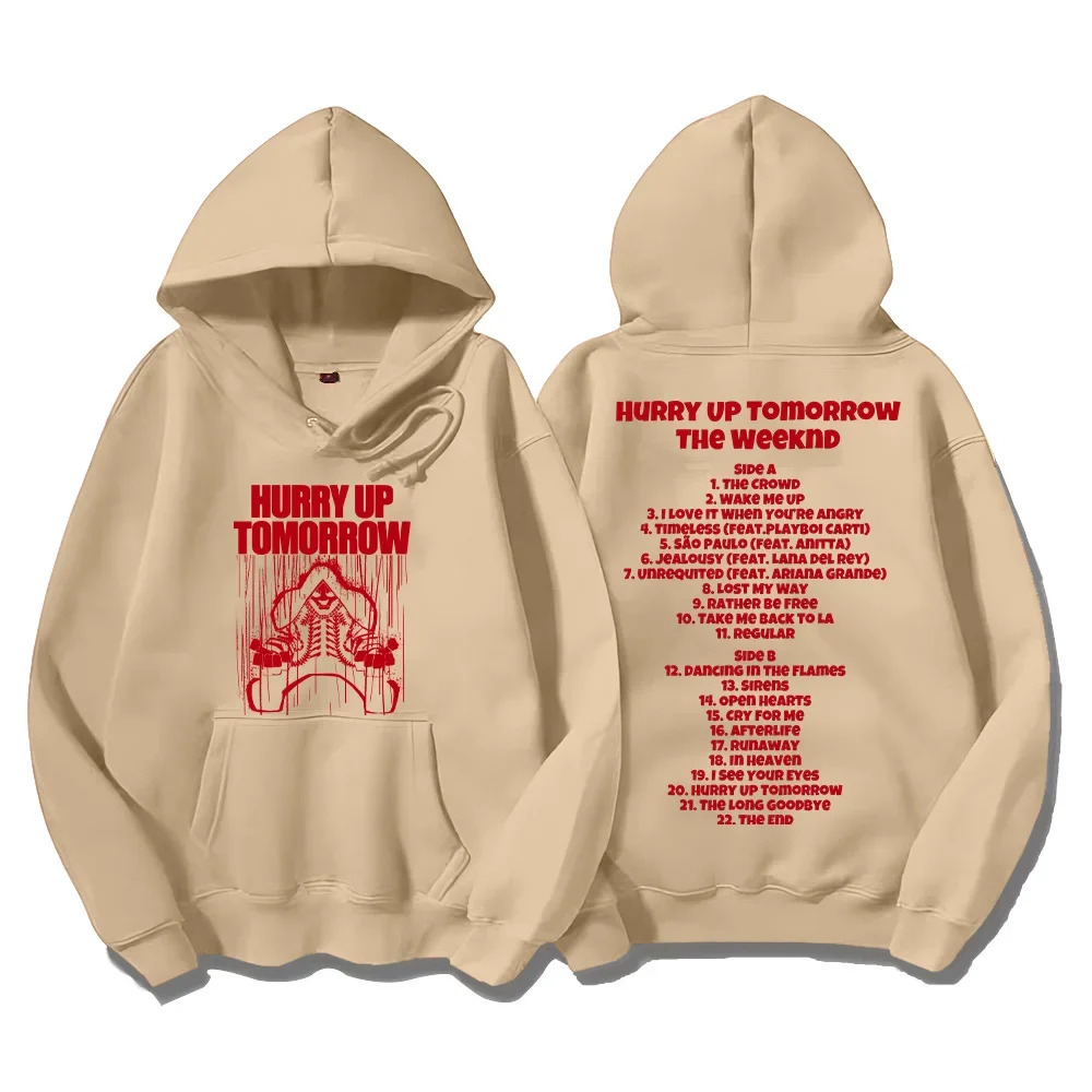 The Weeknd New Artwork Hurry Up Tomorrow Hoodies Oversized Sweatshirt Women Hip Hop Rock Pullovers Autumn High Street Clothing