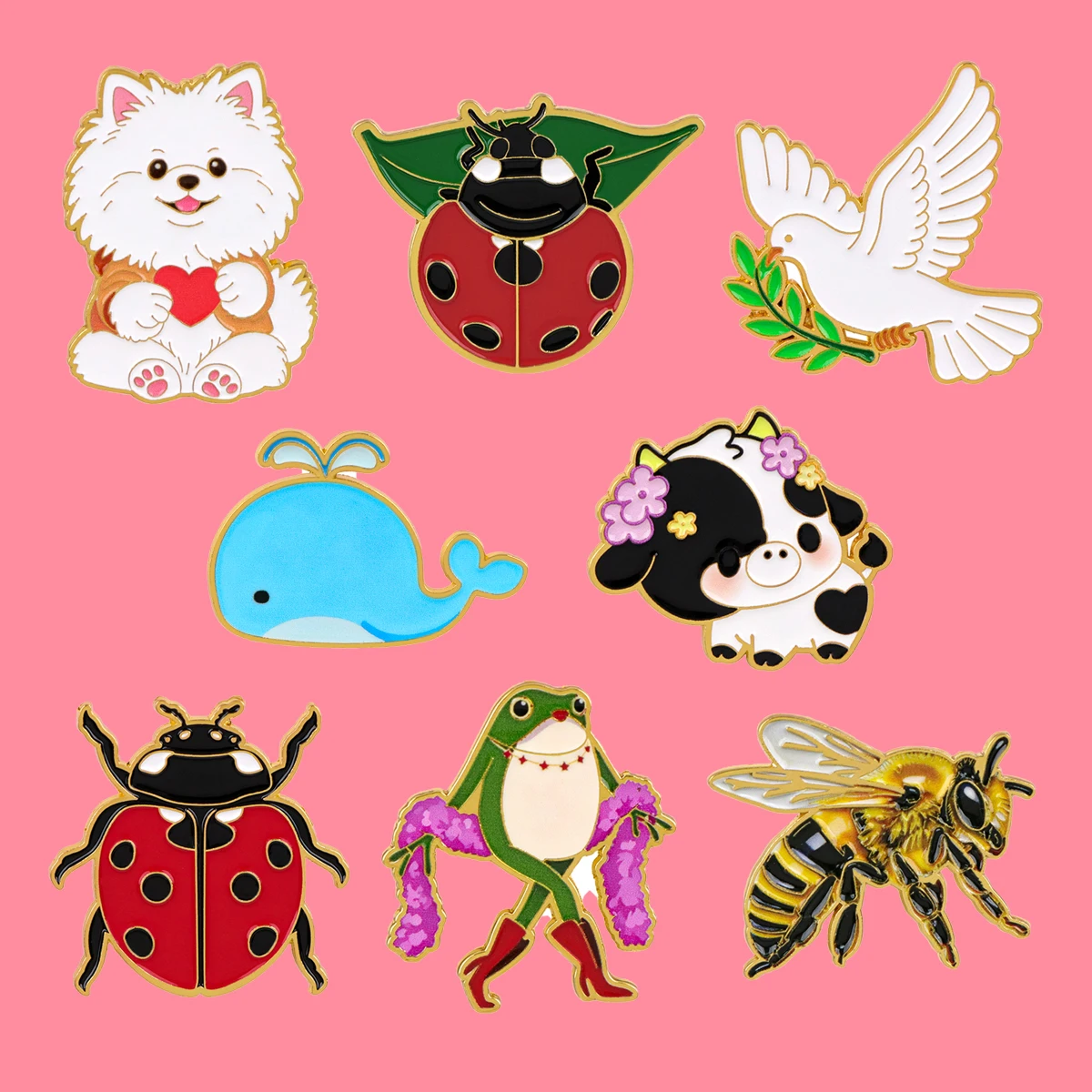 Ladybug Insect Brooch Animal Metal Enamel Pins Badge on Backpack Clothing Punk Gothic Jewelry Gift for Fans Friends Accessories
