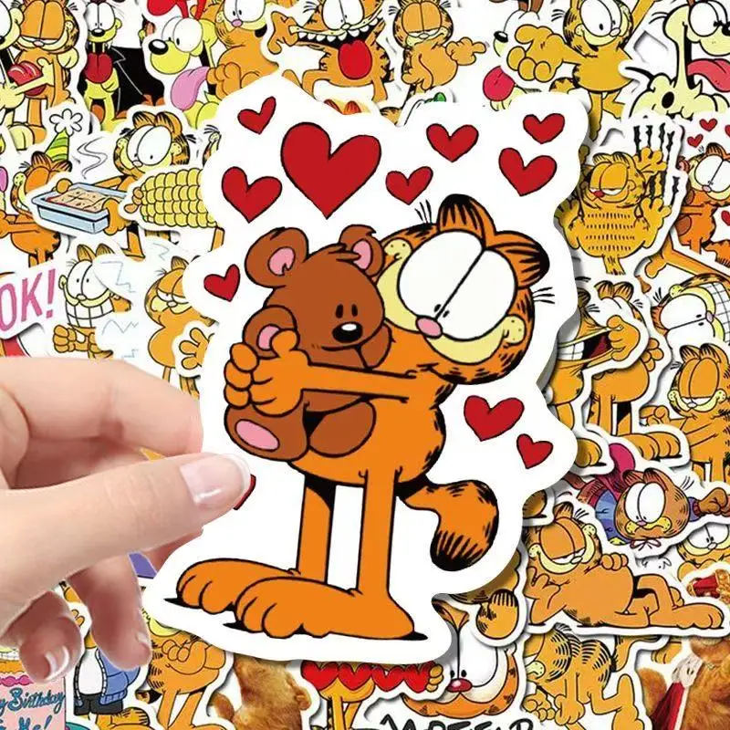 50Pcs Cartoon Garfield & Odie Stickers, Waterproof Vinyl Graffiti Decals For Water Bottle Laptop Luggage DIY Craft Decor