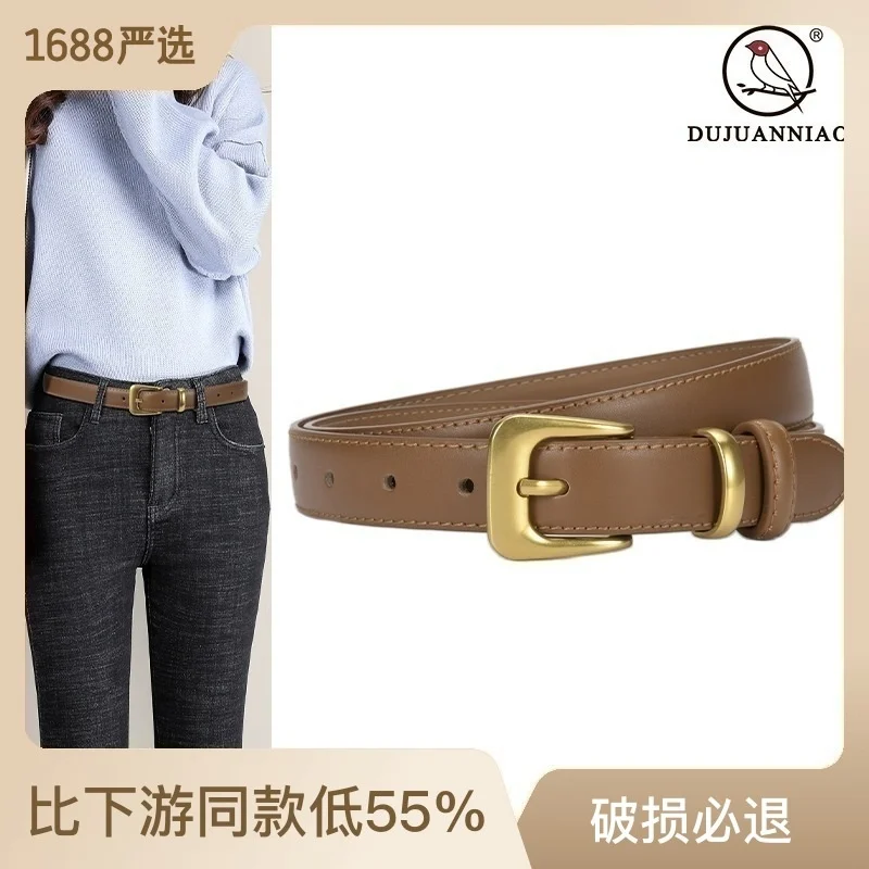 

100% genuine real leather Belt: Women's leather, fashionable, simple and versatile, decorative black trousers, thin belt, women'