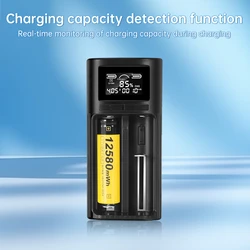Universal 18650 21700 Li-ion Battery Charger LCD LCD Display Intelligent Digital Display Charger Ni-MH Ni-Cd Battery Typc-C