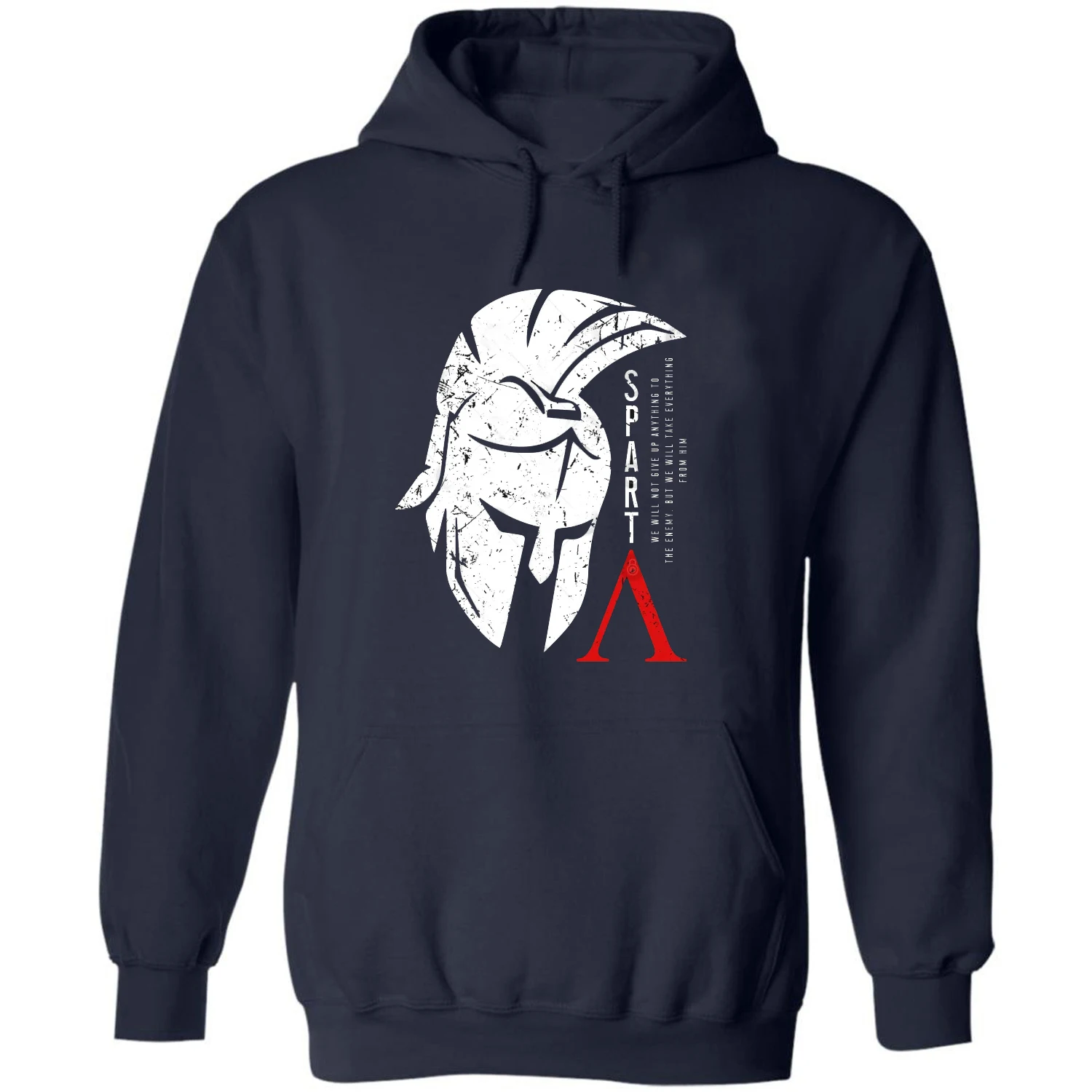 Sparta Motto Spartan Symbol Helmet Pullover Hoodie New 100% Cotton Comfortable Casual Mens Sweatshirt Fashion Streetwear