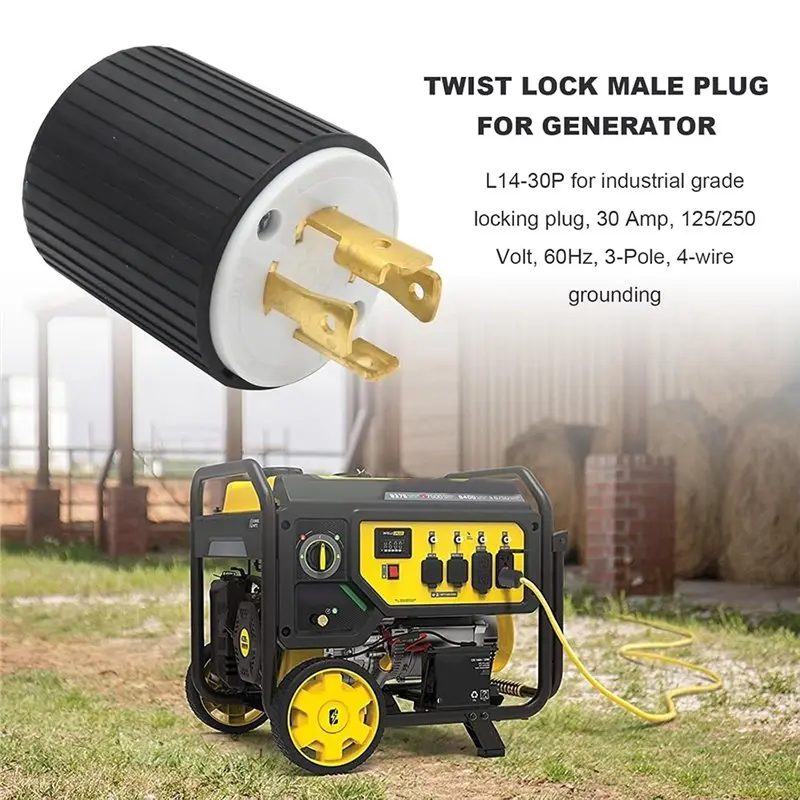 【CYBER MONDAY】NEMA L14-30P Locking Plug Connector 4 Prong Male Receptacle Generator 30 Amps 125/250V US Plug