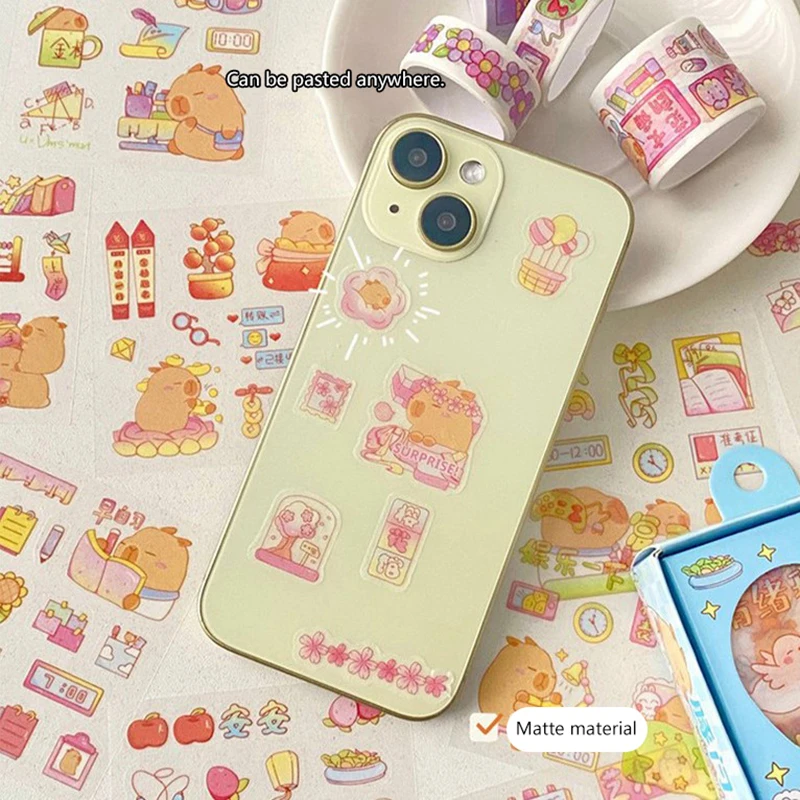8 Set/lot Kawaii Capybara Stickers Tape Cute Scrapbooking DIY Diary Decorative Sticker Hand Account Decorate Set Gift Set