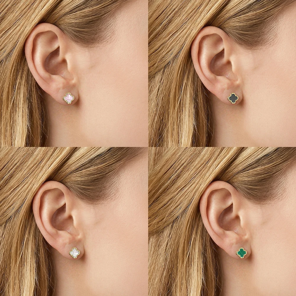 ORSA JEWELS Ohrstecker aus 925er-Sterlingsilber mit natürlichem Onyx-Kleeblatt für Damen, klassischer, exquisiter Ohrstecker, Partyschmuck, GME51 – Detail 7