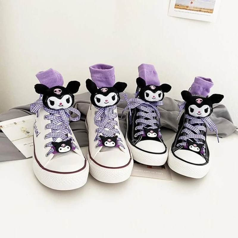 Sanrio Kuromi scarpe di tela Cartoon High-Top scarpe di tela Kawaii studente antiscivolo ventilare scarpe Casual sportive regali per ragazze