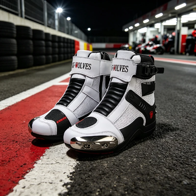 JG.WOLVES Botas de Motociclismo para Exteriores, Botas Altas para Hombre, Tallas Grandes, Protección de Seguridad, Botas de Motociclismo Cross Country