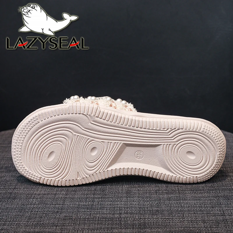 LazySea Pearl Bordered String Bead Dec Women Slides Sandals Flat Heels Women Slippers Outdoor Fashion Women Shoe zapatos mujer