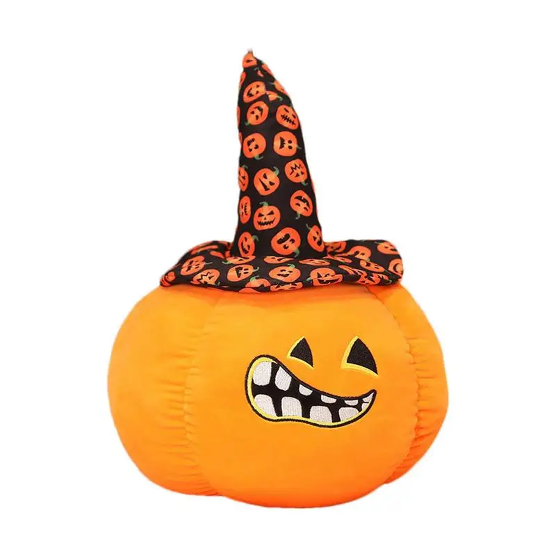 Halloween Pumpkin Plush Doll Horror Wizard Hat Pumpkin Plush Pillow Soft Stuffed Toys Kids Birthday Gifts Holiday Decorations