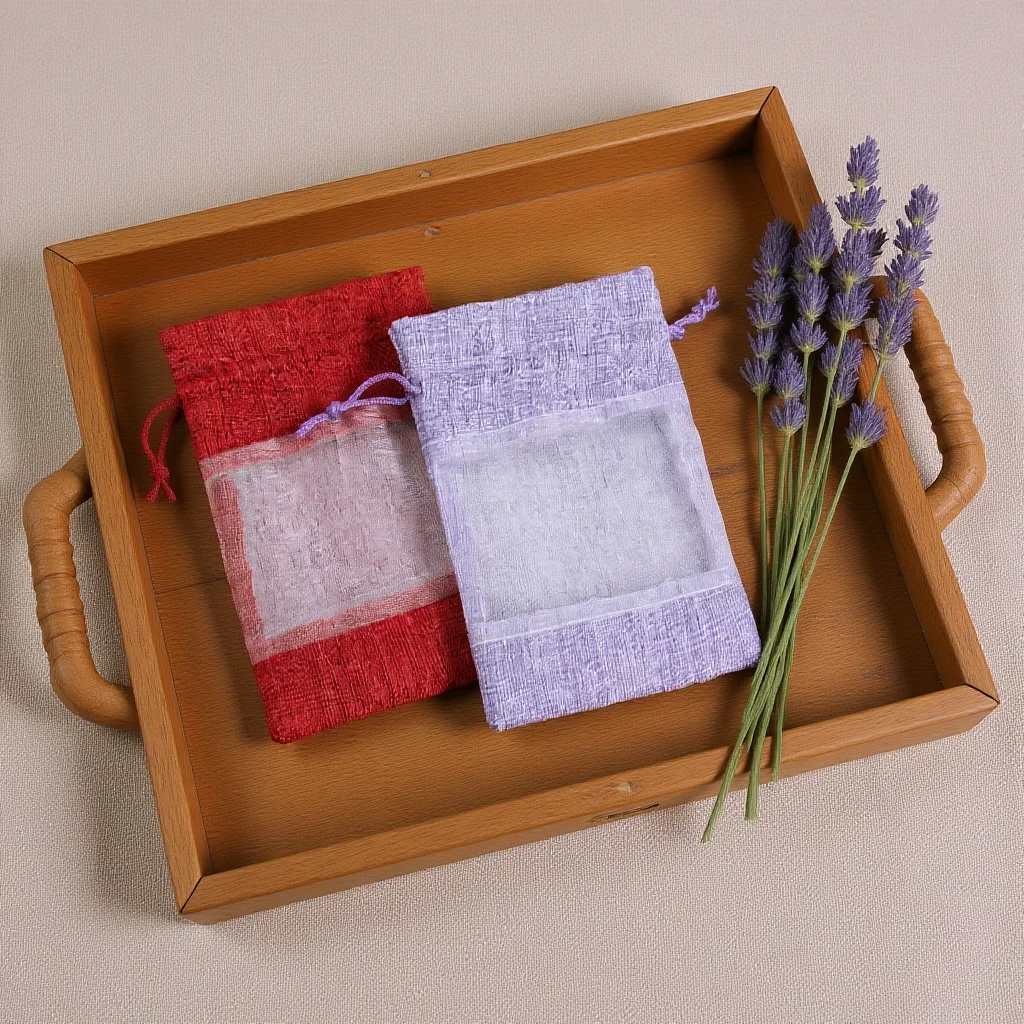 Portable Burlap Pouch Transparent Drawstring Storage Bag Spliced Mesh Bag Customizable Window Burlap Bag For Jewelry Storage