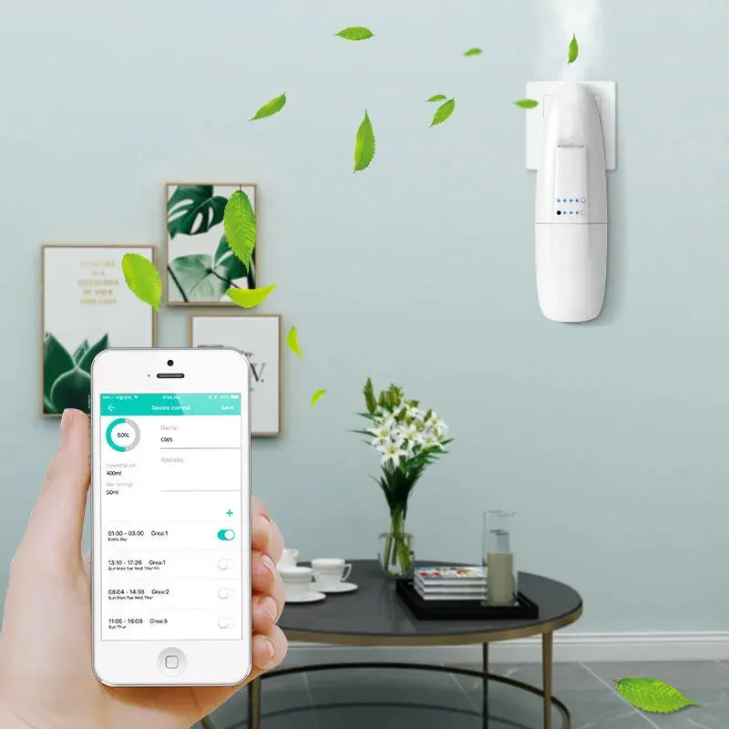 Smart Aroma Essentiële Olie Diffuser Bluetooth App Controle Plug-In Muur Geur Aromatherapie Machine Air Frisser Voor Home Office