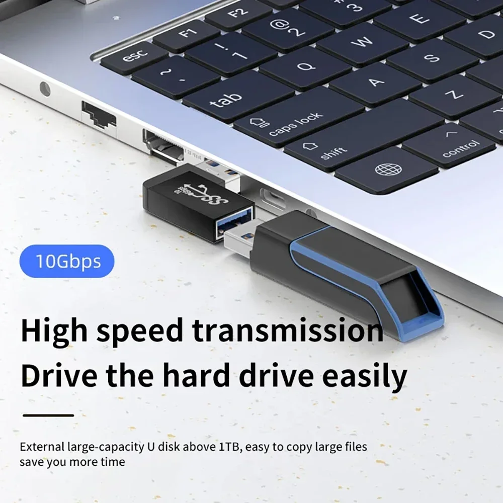 USB Adapter USB 3.0 Extension Adapter 90 Degree Right Angle OTG Adapter Upward Elbow 10Gbps High Speed Connector for PC Macbook