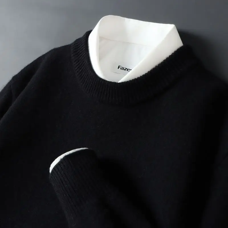 Maglione coreano casual da uomo girocollo Camicia base allentata semplice da uomo Maglione lavorato a maglia classico autunno e inverno di grandi dimensioni