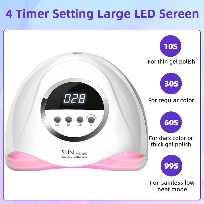 320W UV LED Nail Lamp 72LEDS Gel Polish Drying Lamp with Automatic Sensing 4 Timer Professional Nail Dryer Manicure Salon Tools