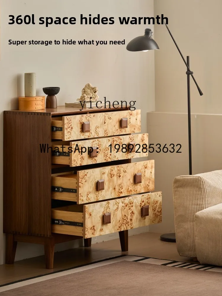 BB Furniture Black Walnut Retro Bucket Cabinet Living Room Bedroom Locker