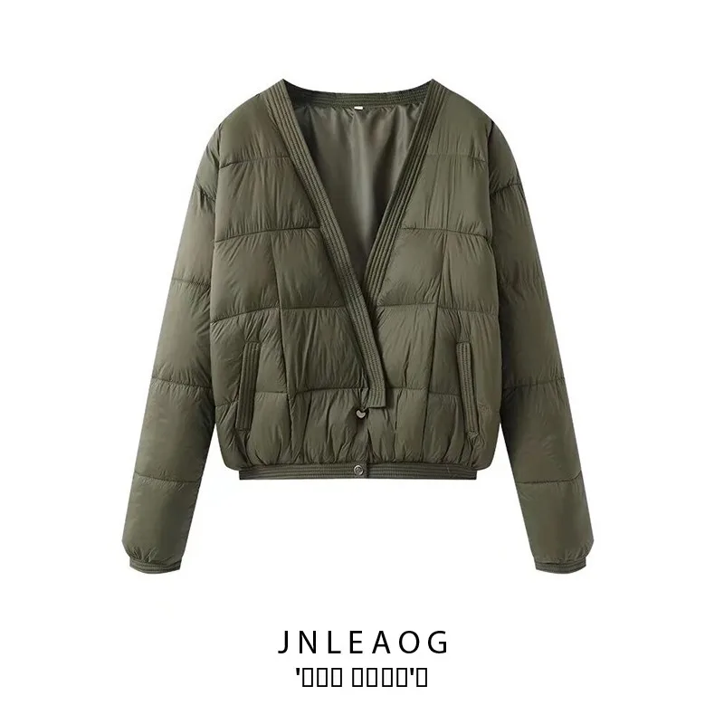 

Loose Bread Sle Women's Cotton Jaet V-Ne een Autumn New Arrival Street Sle Long Sve Casual Faionable Coat