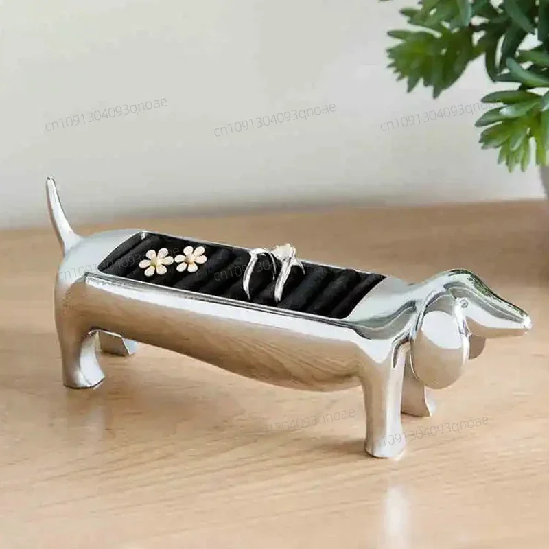 

Creative Dachshund Ring Holder Cartoon Jewelry Organizer Rings Storage Display Stand Cute Small Rack Portable Jewelry Box Gifts