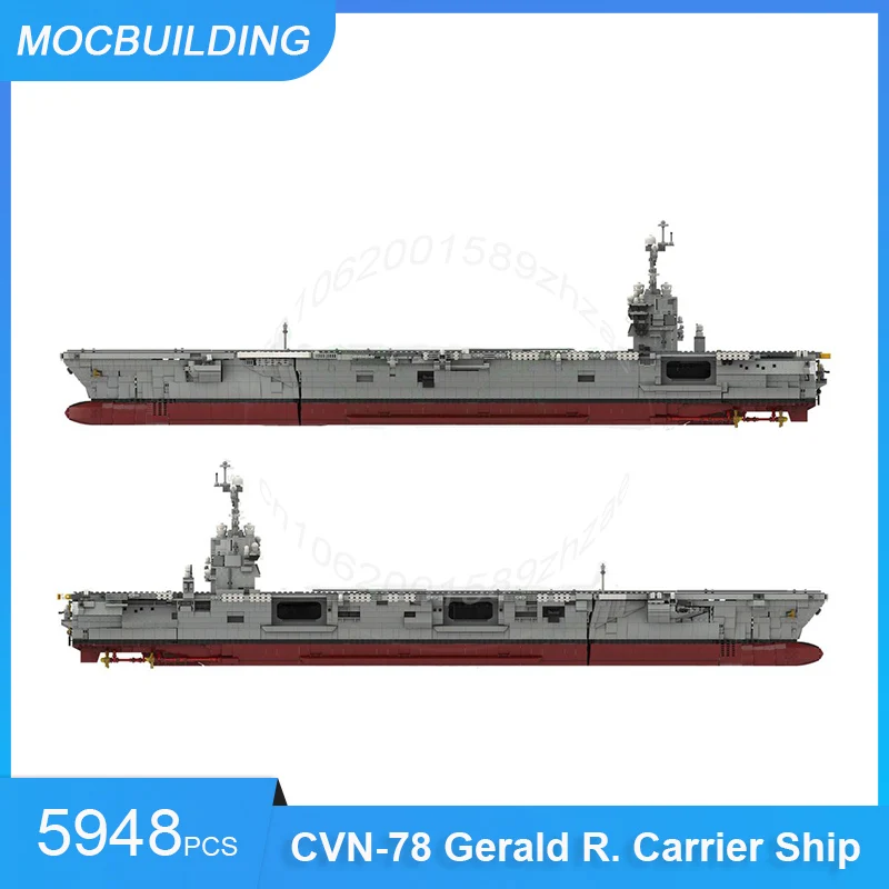 MOC Building Blocks CVN-78 Gerald R. Carrier Ship 1:300 Scale Model DIY Assemble Bricks Transportation Xmas Toys Gifts 5948PCS