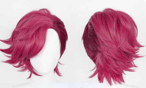 Arcane Vi Cosplay Wig  30cm Deep Rose Short Heat Resistant Synthetic Hair Woman And Man Role Play Wigs