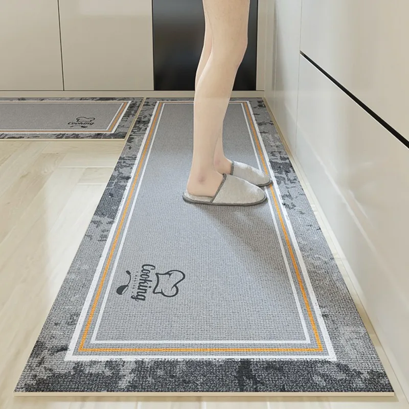 

Kitchen Floor Mat Pvc Waterproof Leather Carpet Dirt-resistant Carpets Long Foot Mats Non-slip Oil-proof Modern Home Decor Rug