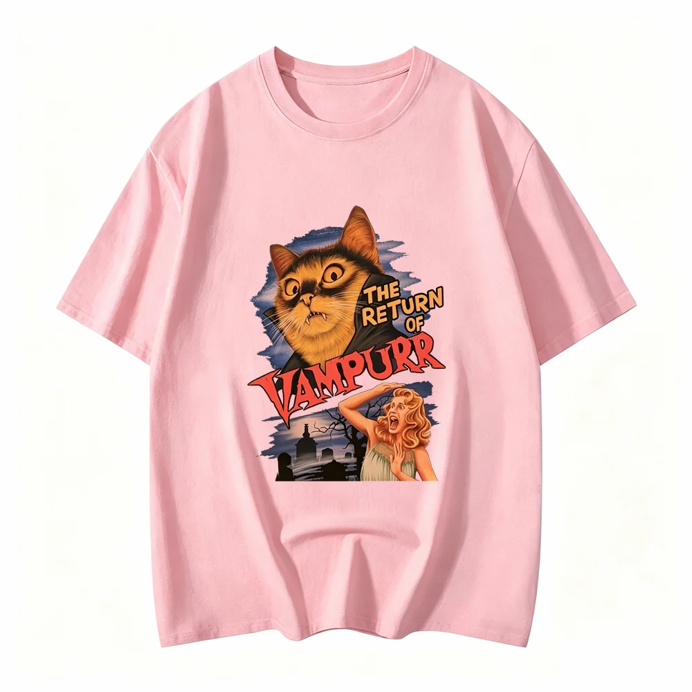 Women's Vintage Cat Print T-Shirt 