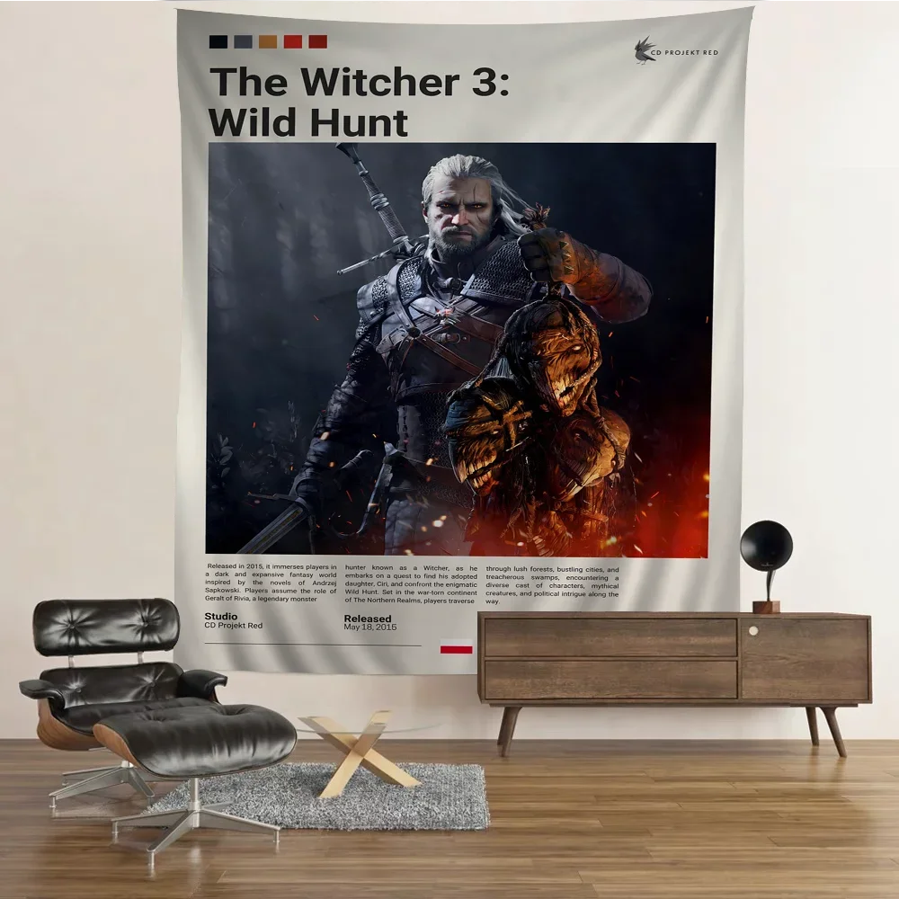 T-The W-Witchers 3 لعبة الكرتون نسيج البوهيمي جدار المفروشات ماندالا الجدار شنقا ورقة