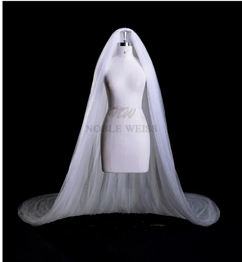 Wedding Veils Tulle Long Bridal Veil 2T Bridal Party Veil With Comb Wedding Accessories 3M Width*3M Length Customized