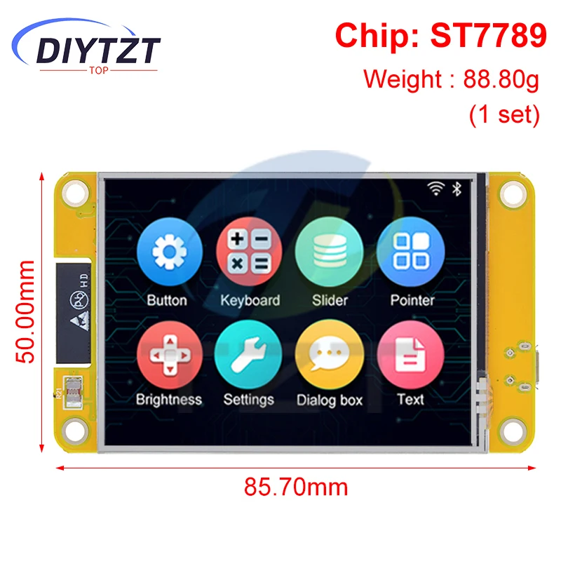 DIYTZT ESP32 LVGL WIFI&Bluetooth Development Board 2.8 inch LCD TFT Module 240*320 Smart Display Screen With Touch WROOM