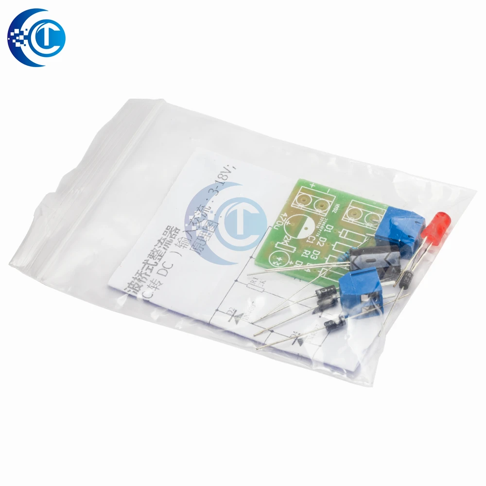 1PC 1N4007 Full-Wave Bridge Rectifier Module, AC to DC Power Converter Board for Electronic DIY Projects