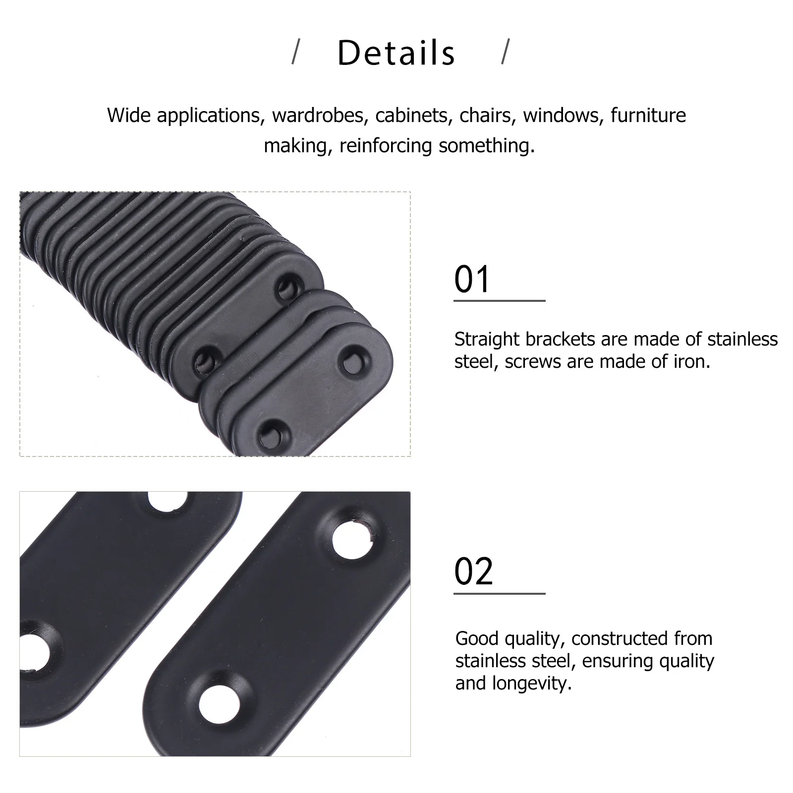 

72Pcs Stainless Steel Furniture Corner Bracket Heavy-Duty Straight Brace Mending Plates Reinforcement Fasteners for Wood