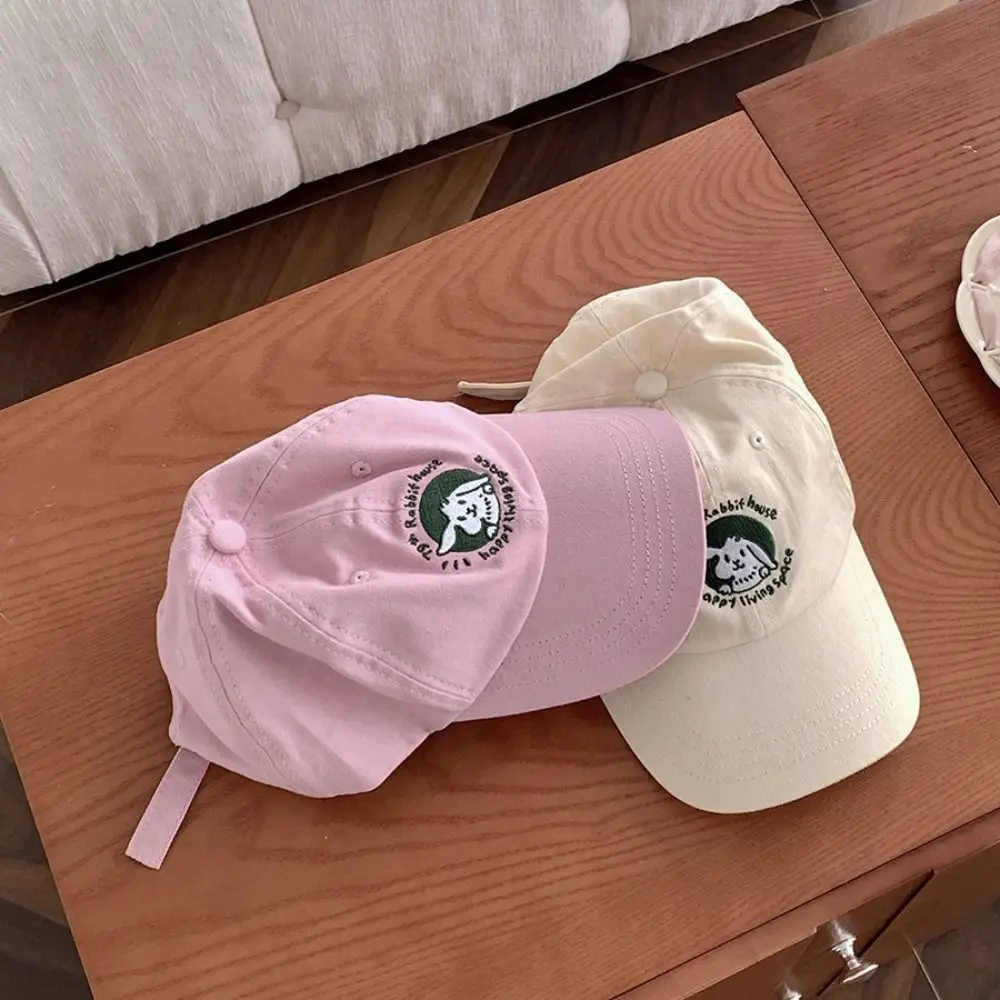 

Retro Adjustable Rabbit Baseball Cap Cotton Embroidery Vintage Baseball Cap Casual Korean Teenagers Hat Male Female