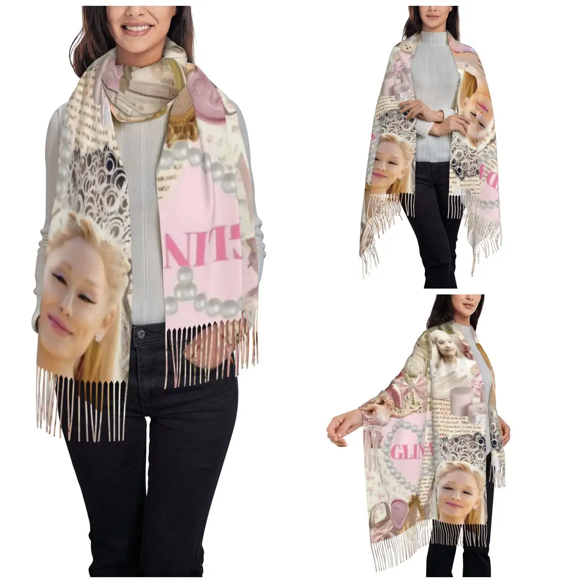 Wicked For Good Glinda Shawl Wrap Women Winter Large Soft Scarf Musical Movie Pashmina Shawl Scarves