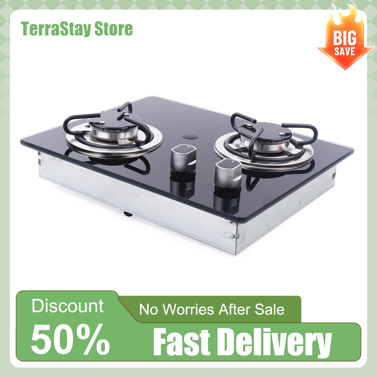 موقد غاز بشعلتين لحماية فشل اللهب RV، حرق فعال وقابل للتعديل، قوة نيران سهلة التخزين، متوافقة مع غاز البترول المسال