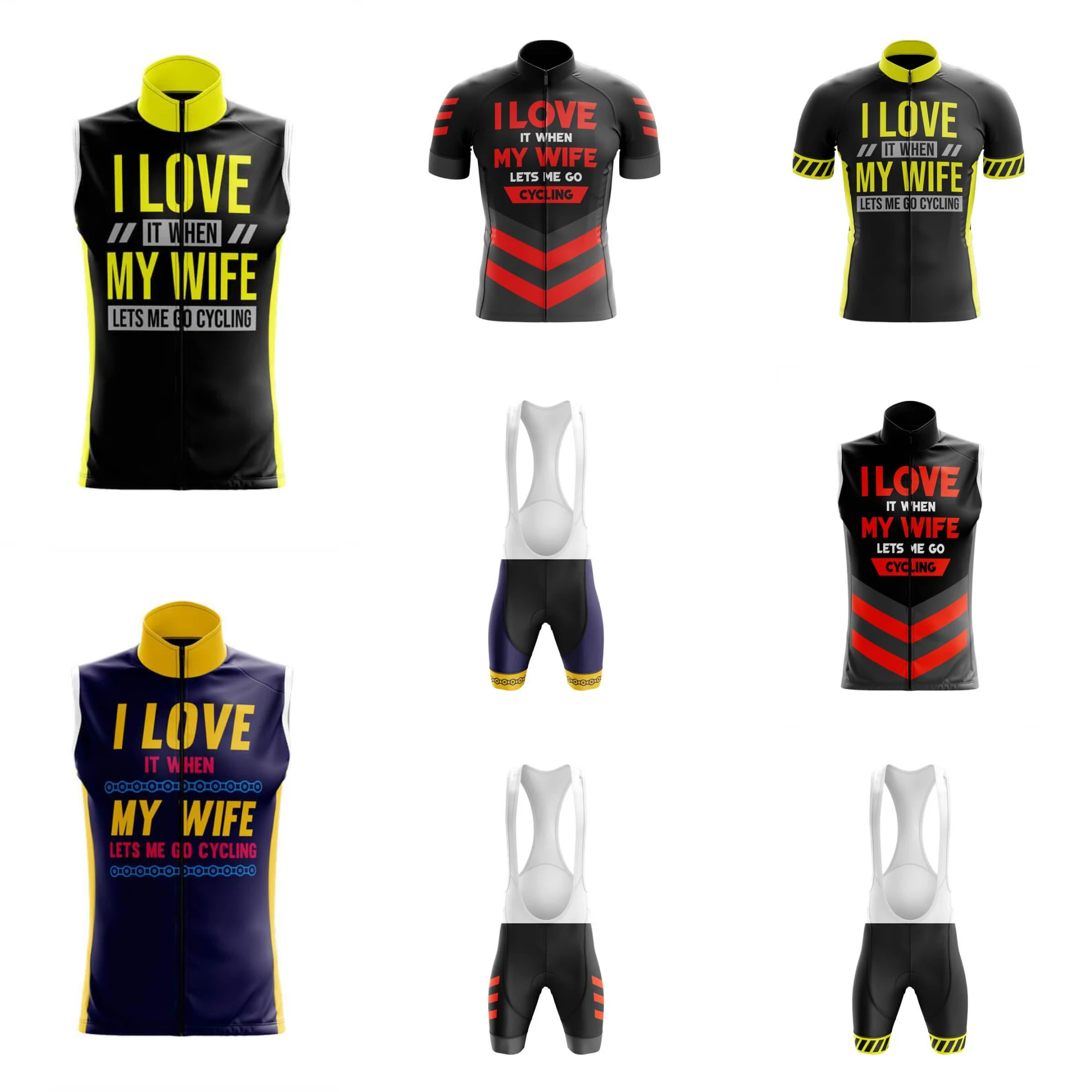 

I Love My Wife MEN'S Cycling Jersey Breathable Short Sleeve Bib Shorts with Durable 20D Gel Pad for Mountain Bicycling MTB Cl