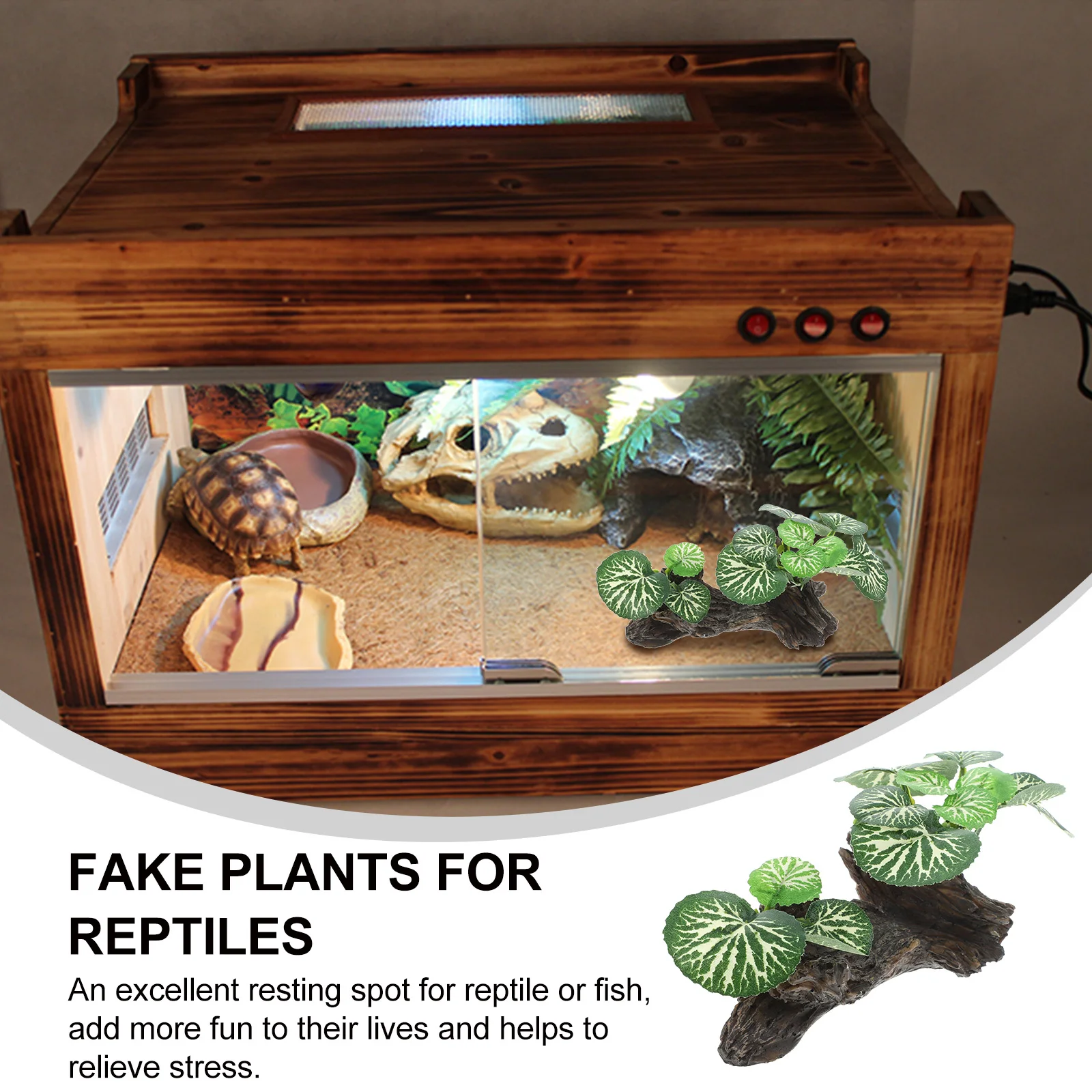 

Simulation Reptile Plant Ornament Rainforest Decoration Lifelike Aquarium Fish Tank Terrarium Natural Habitat Stress Relief