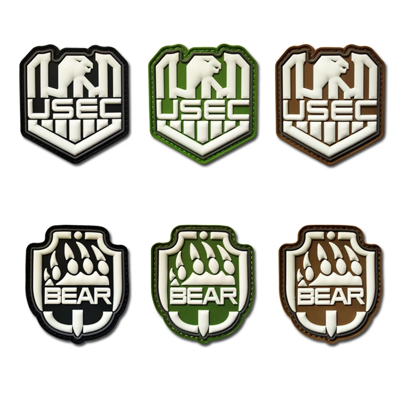 3D PVC Bear Claw Patches USEC Bear Claw Badge Hook&Loop Escape From Tarkov Armband on Clothes Rubber Emblem Backpacks Decoration